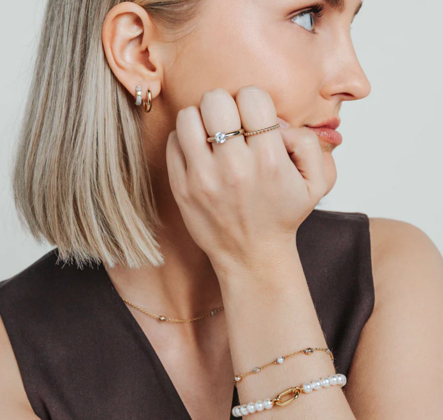 Ti Sento Gold Bead and CZ Bracelet