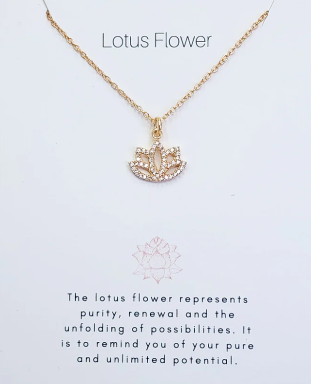 Heart And Lotus Gold Lotus Flower Necklace