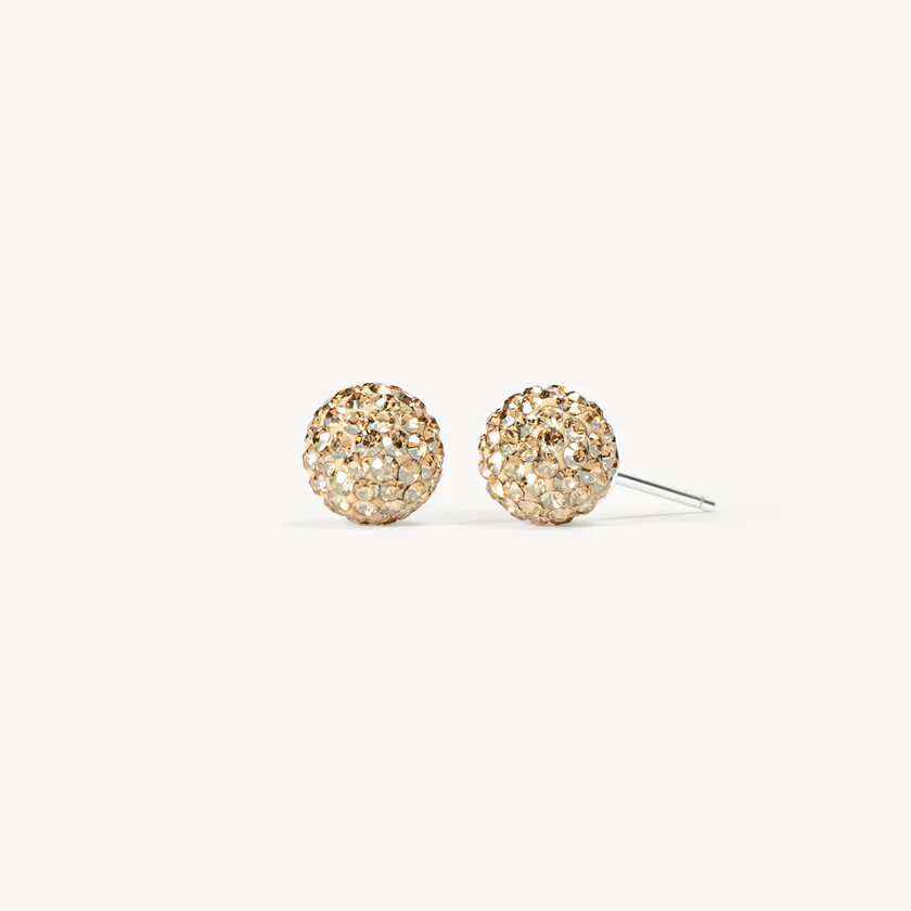 Hillberg And Berk Small Soft Gold Sparkle Ball Studs
