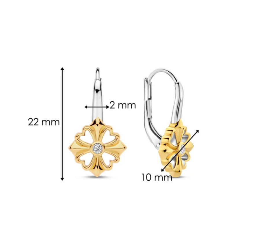 Ti Sento Two Tone Clover Leverback Earrings