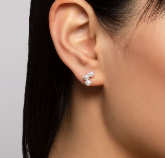 Birks Silver Fresh Water Pearl Trio Studs
