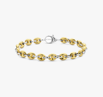 Ti Sento Two Tone Coffee Bean Anchor Link Bracelet Size Small