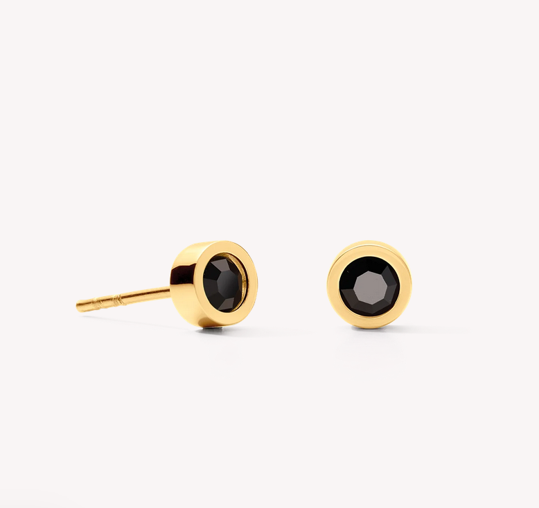 Coeur De Lion Gold Black Bezel Studs