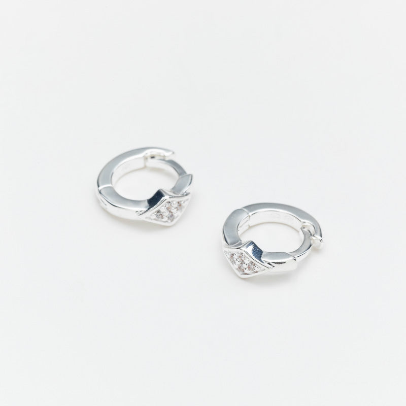 Marseille Sterling Tiny Diamond Shape CZ Huggies