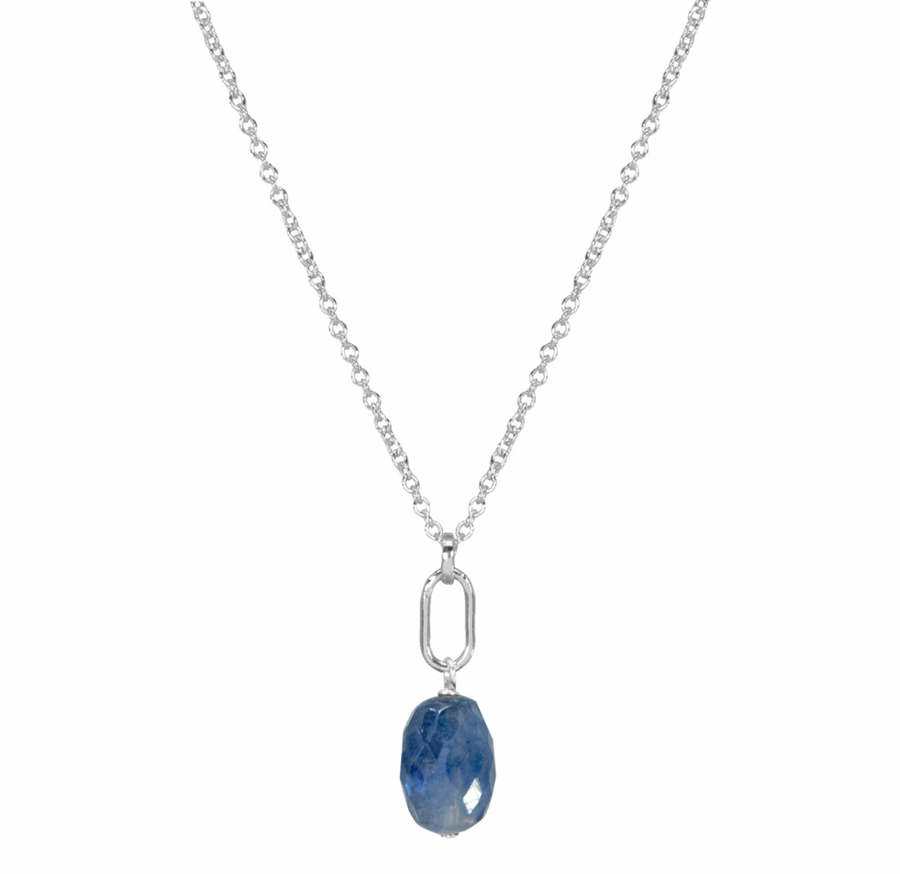 Dogeared Silver September Birthstone Sapphire Necklace