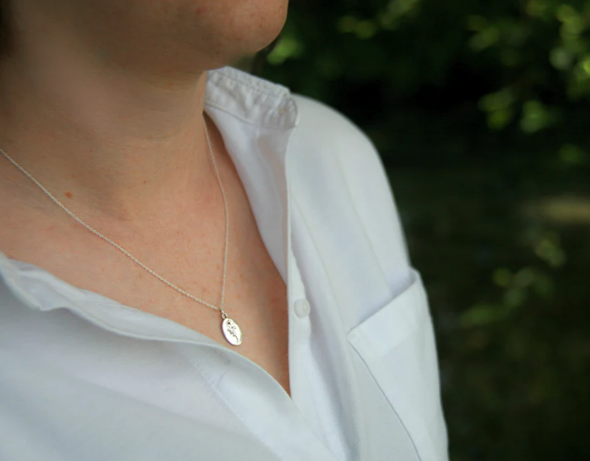 Heart And Lotus Silver Snowdrop January Birthflower Necklace