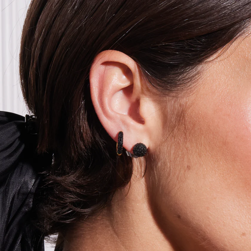 Hillberg And Berk Small Black Sparkle Ball Studs