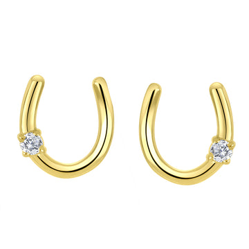 The Vault 10k Yellow Gold 0.04ctw Lab Diamond Lucky Horse Earrings