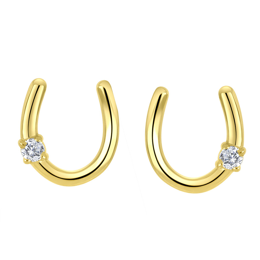 The Vault 10k Yellow Gold 0.04ctw Lab Diamond Lucky Horse Earrings