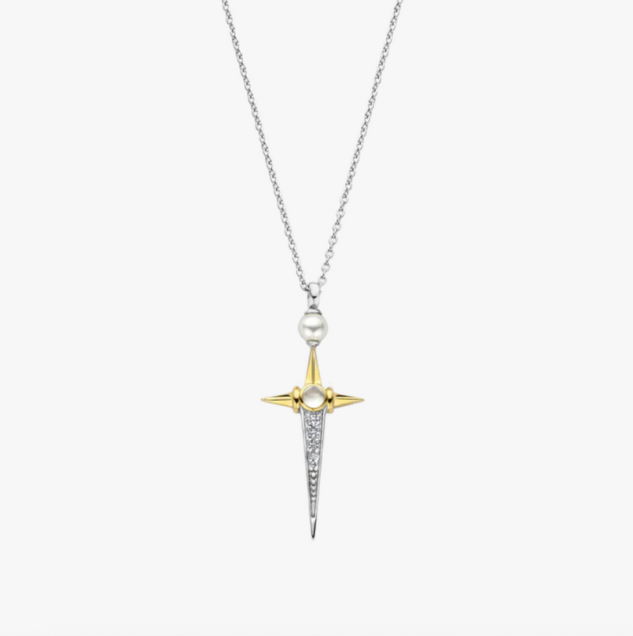 Ti Sento Two Tone Elongated Star Necklace