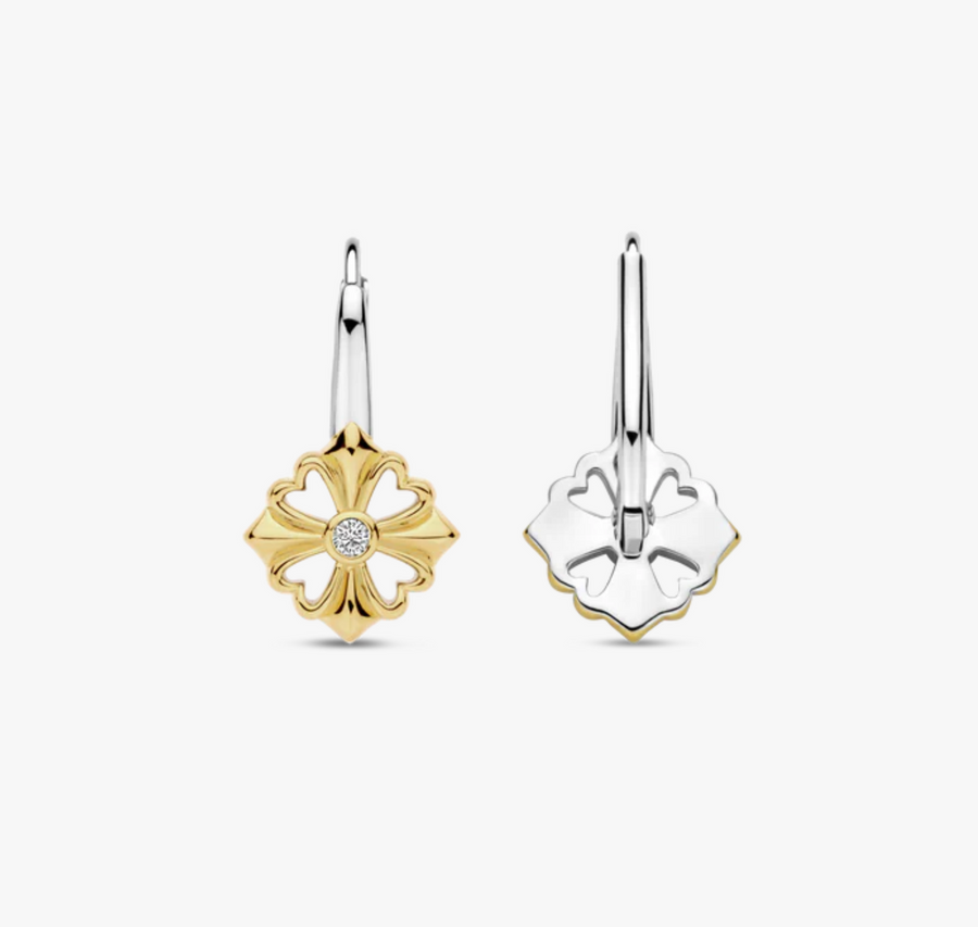 Ti Sento Two Tone Clover Leverback Earrings
