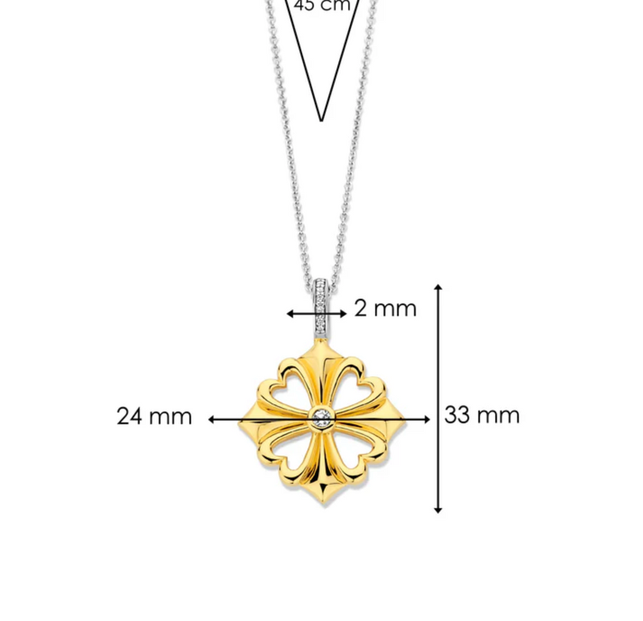 Ti Sento Gold Touch Of Luck Clover Necklace