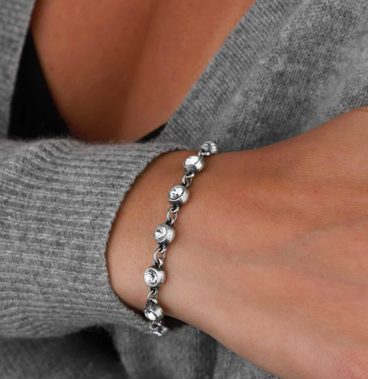 La Vie Parisienne Silver Bezel Link Crystal Bracelet