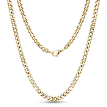 ARZ Steel Gold 5mm Cuban Link Necklace 22