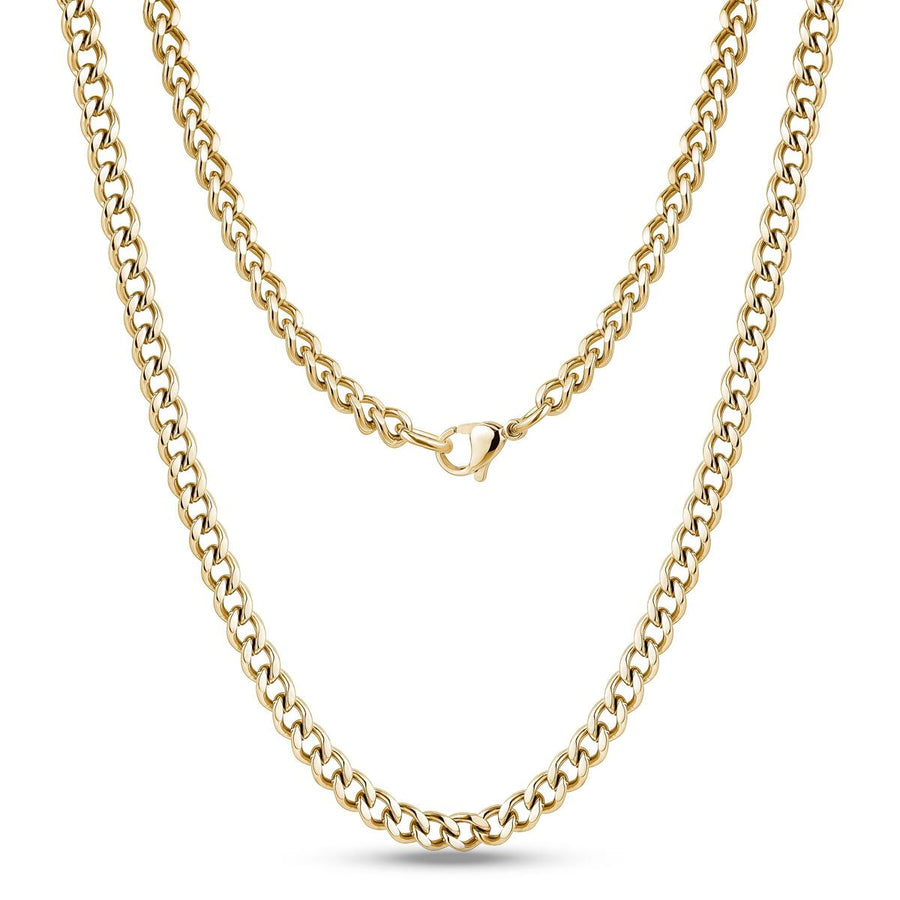 ARZ Steel Gold 5mm Cuban Link Necklace 22