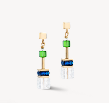 Coeur De Lion GeoCube Blue-Green Drop Earrings
