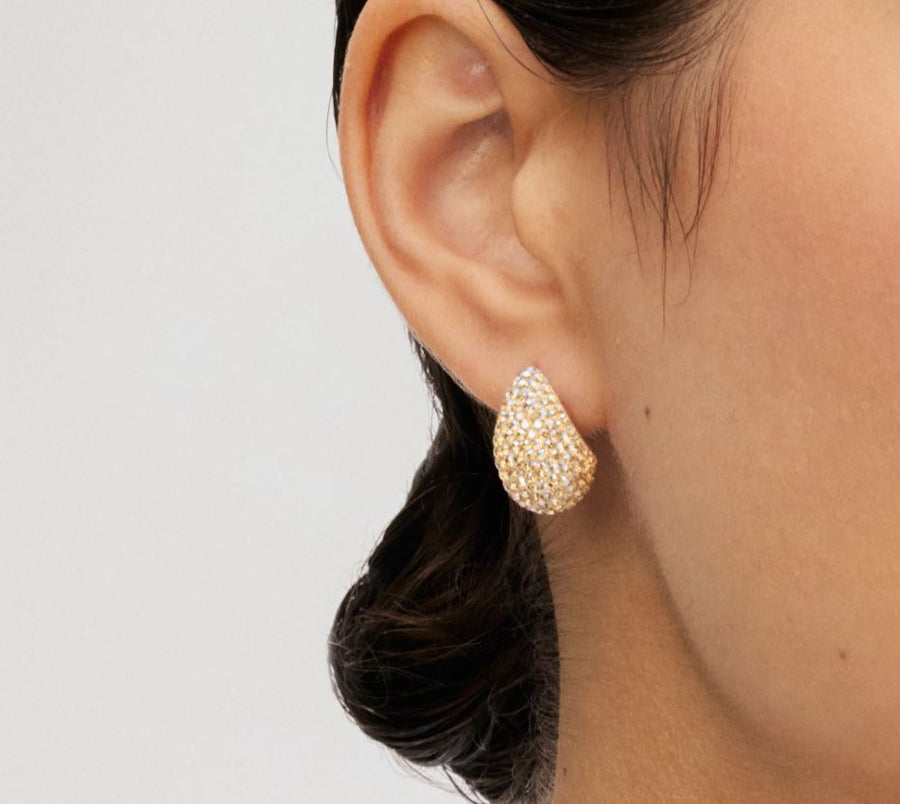Hillberg and Berk Silver Mini Soft Gold Dream Puff Earrings