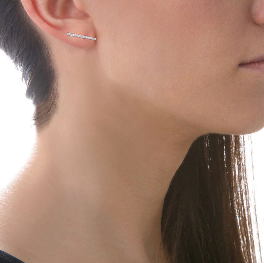 Marseille Sterling Silver CZ Stick Bar Stud Earrings
