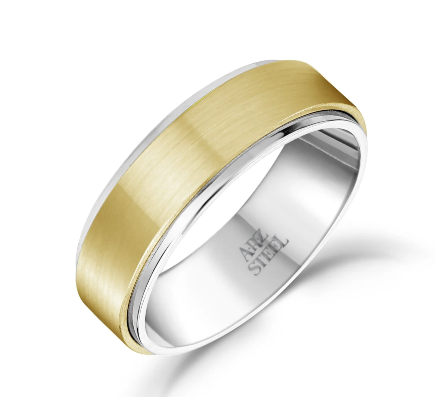 ARZ Steel Two Tone Matte and Shiny Ring Size 9