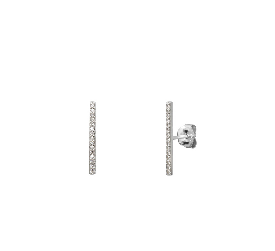 Marseille Sterling Silver CZ Stick Bar Stud Earrings