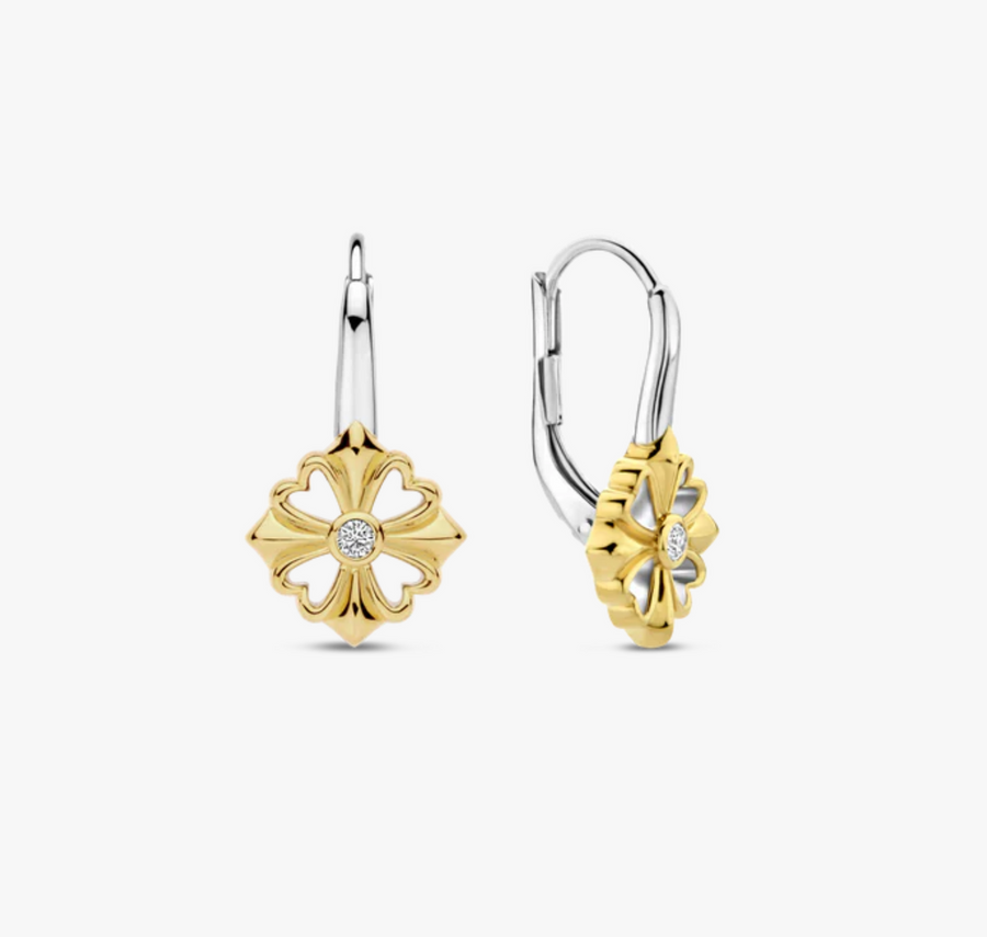 Ti Sento Two Tone Clover Leverback Earrings