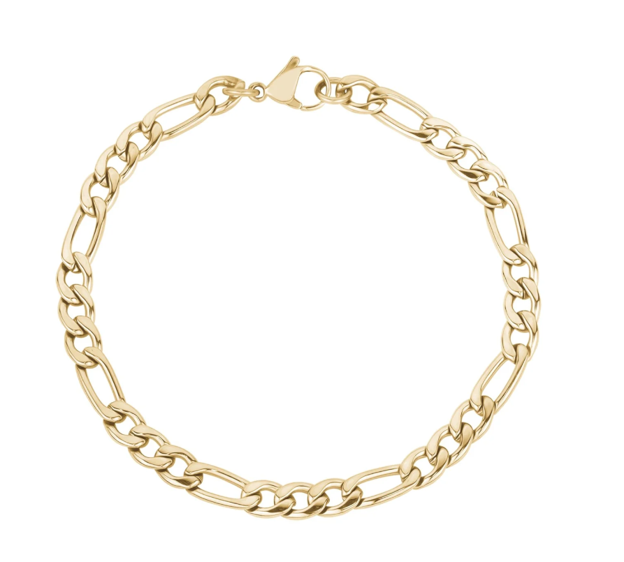 ARZ Steel Gold 5mm Figaro Link Bracelet 9