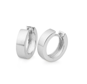 Breuning Sterling Silver 14mm Brushed Huggies