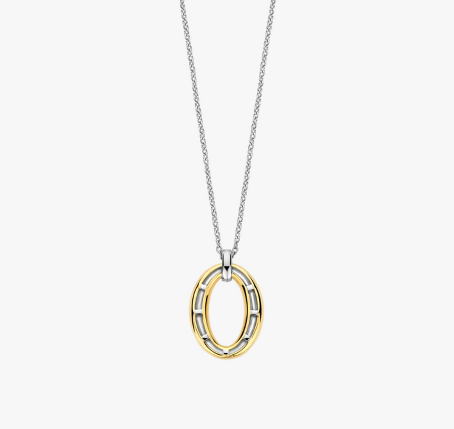 Ti Sento Two Tone Oval Pendant Necklace