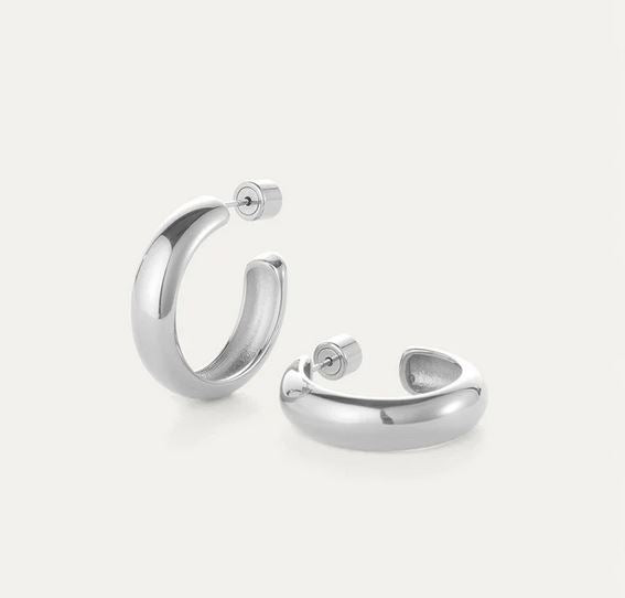 Jenny Bird Silver Medium Staple Hoops