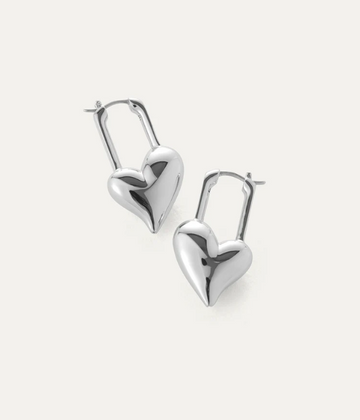 Jenny Bird Silver Padlock Heart Earrings