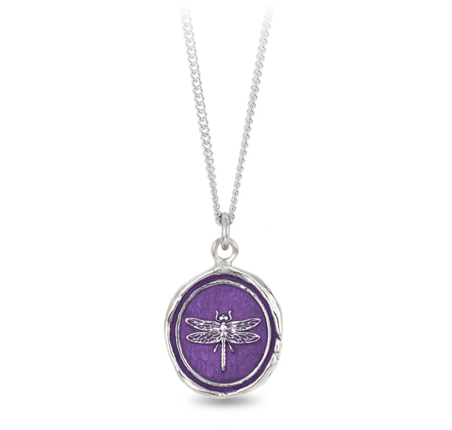 Pyrrha Sterling Mystic Violet Dragonfly Necklace