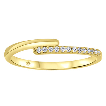 The Vault 10k Yellow Gold 0.07ct Lab Diamond Bypass Line Ring Sz 6