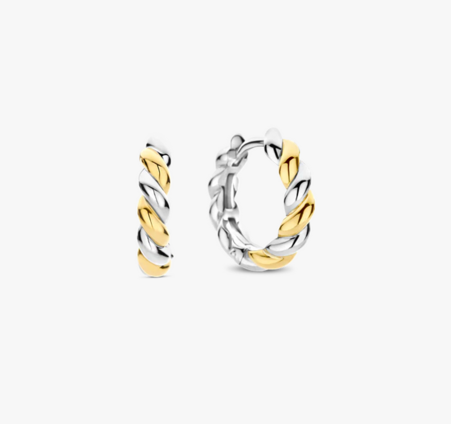 Ti Sento Two Tone Twisted Rope Huggies