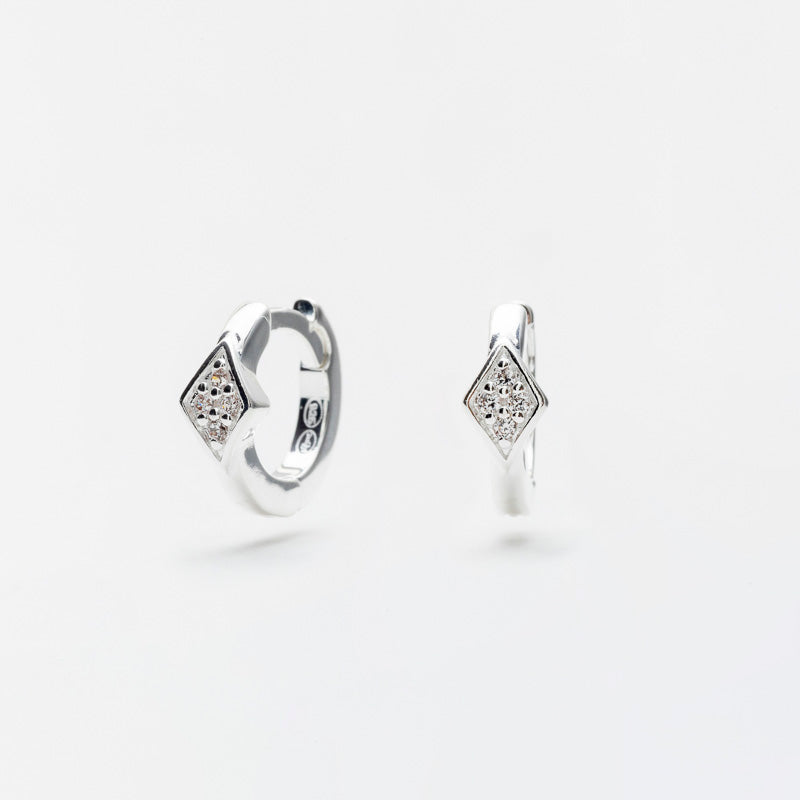 Marseille Sterling Tiny Diamond Shape CZ Huggies