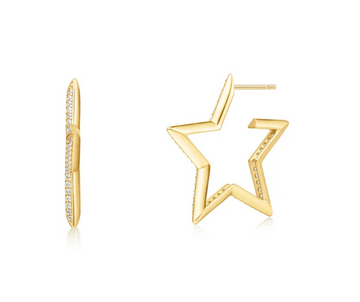 Ania Haie Gold Large Star Pave Hoops