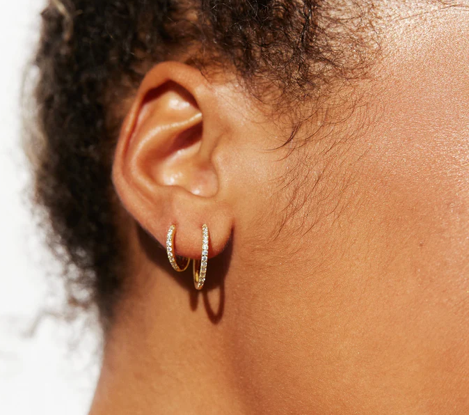 Hillberg And Berk Gold Small Pave Hoops