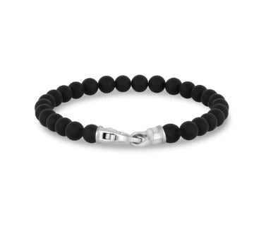 ARZ Steel Black Bead Bracelet 8.5