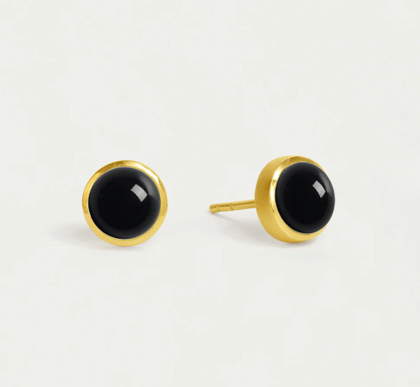 Dean Davidon Gold Cabochon Midi Black Onyx Studs