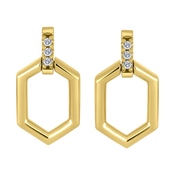 The Vault 10k Yellow Gold 0.03ctw Lab Diamond Hexagon Small Drop Earrings