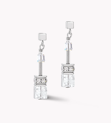 Coeur De Lion GeoCUBE® Silver and White Earrings