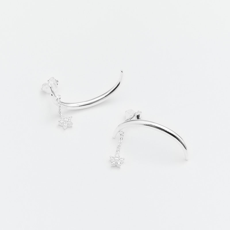 Marseille Sterling Silver Crescent & Star Earrings