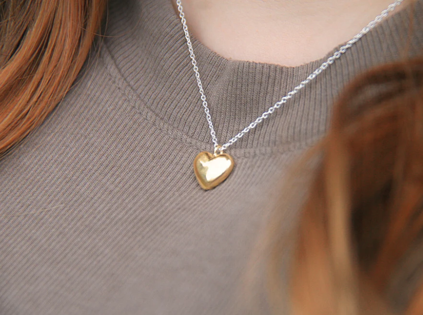 Heart And Lotus Two Tone Expect Miracles Necklace