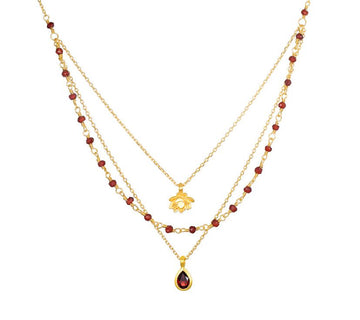 Satya Embrace Change Garnet Triple Layered Necklace