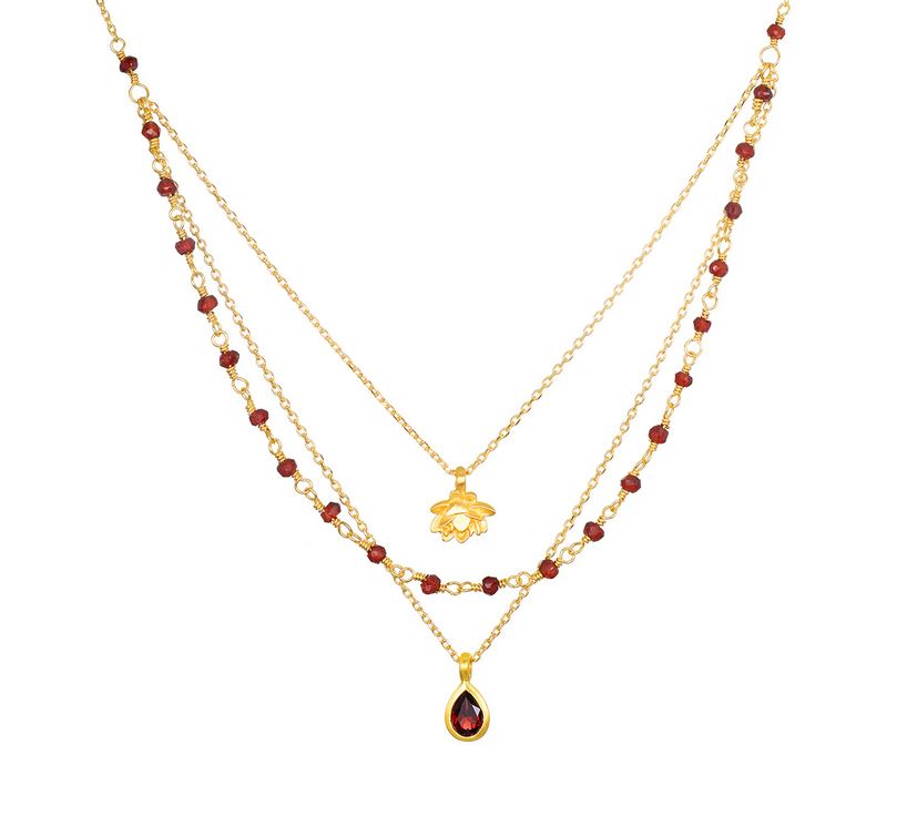 Satya Embrace Change Garnet Triple Layered Necklace