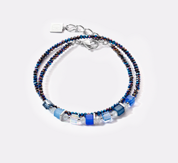 Coeur De Lion Joyful Colours Silver Blue Wrap Bracelet