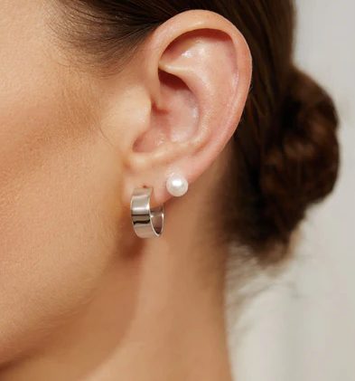 Ania Haie Silver Flat Medium Hoops