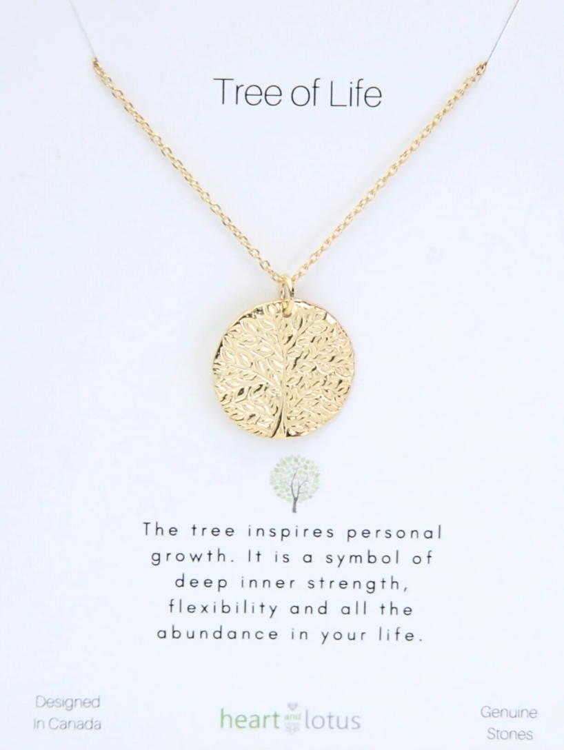 Heart And Lotus Gold Tree Of Life Necklace