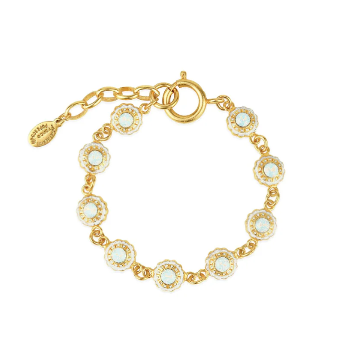 La Vie Parisienne White Enamel Flower Link Bracelet