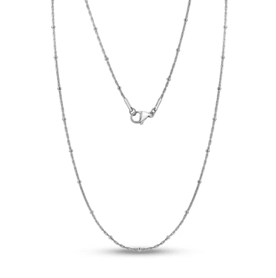ARZ Steel Station Bead Chain Necklace 18