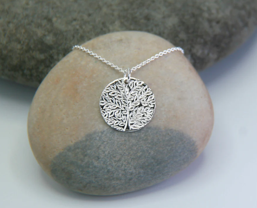 Heart And Lotus Silver Tree Of Life Necklace